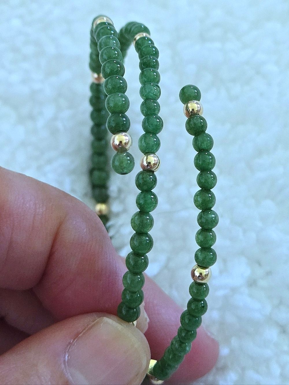 Green๐โJade and 14K Gold๐ Beads Wrap Bracelet - NWT - Picture 5 of 16
